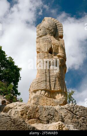 Relief Apollon Mithras, province d'Adiyaman, Kahta, 1er siècle av. J.-C., Commagene, Statue, parc national de Nemrud, Nemrut, Turquie Banque D'Images