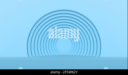 Arrière-plan des cercles abstraits. Chambre bleue. rendu 3d. Banque D'Images