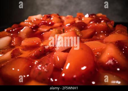 Close-up d'un gâteau aux fraises Banque D'Images