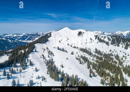 Allemagne, Bavière, Allgäu, Grasgehren, vue aérienne de Riedberger Horn Banque D'Images