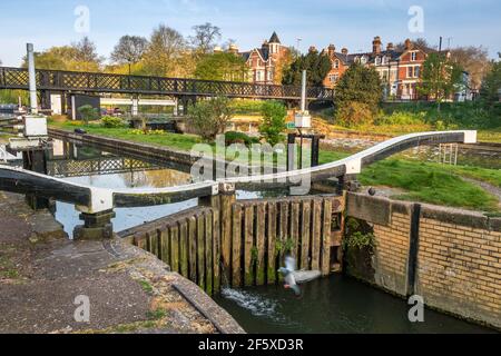 Jesus Green Lock, sur la rivière Cam Cambridge, Angleterre Banque D'Images