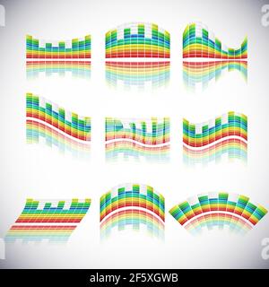 Soundwave, EQ, Equalizer Graphics pour les œuvres musicales, audio, sonores — illustrations vectorielles, clip art graphique Illustration de Vecteur