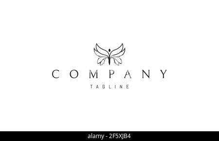 Logo vectoriel sur lequel une image abstraite d'un papillon dans un style linéaire. Illustration de Vecteur