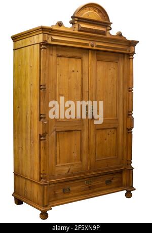 Armoire en bois ancienne isolated on white Banque D'Images