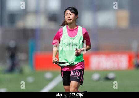 San Sebastian de los Reyes, Espagne. 28 mars 2021. Yoko Tanaka (Huelva) football: Match 'Primera Iberdrola' espagnol entre le Club de Futbol Femenino 1-0 Sporting Club de Huelva à l'Estadio Nuevo Matapinonera à San Sebastian de los Reyes, Espagne . Crédit: Mutsu Kawamori/AFLO/Alay Live News Banque D'Images