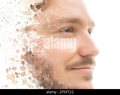Portrait abstrait de l'homme en matière de peinture Banque D'Images