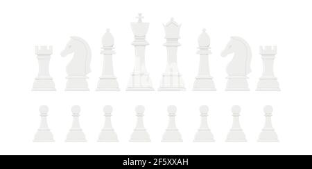Ensemble d'icônes vectorielles pièces d'échecs isolées sur fond blanc. Illustration de Vecteur