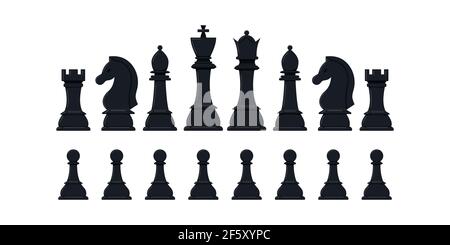 Ensemble d'icônes vectorielles pièces d'échecs isolées sur fond blanc. Illustration de Vecteur