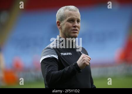 Leicester, Royaume-Uni. 20 mars 2021. LEICESTER, ANGLETERRE. 28 MARS : l'entraîneur-chef des Falcons, Dave Walder, avant le match de première division de Gallagher entre Leicester Tigers et Newcastle Falcons à Welford Road, Leicester, le dimanche 28 mars 2021. (Credit: Chris Lishman | MI News) Credit: MI News & Sport /Alay Live News Banque D'Images