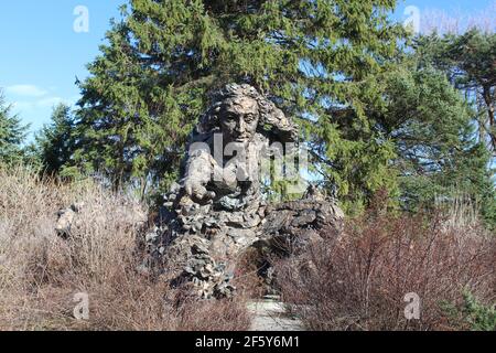 Statue de Carl Linnaeus au jardin botanique de Chicago à Glencoe, Illinois Banque D'Images