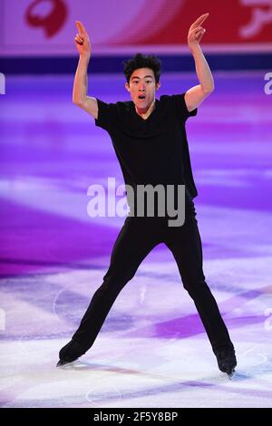 Stockholm, Suède. 28 mars 2021. Nathan CHEN USA, lors du Gala d'exposition aux Championnats du monde de patinage artistique 2021 de l'UIP au Globe Ericsson, le 28 mars 2021 à Stockholm, Suède. Credit: Raniero Corbelletti/AFLO/Alay Live News Banque D'Images