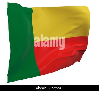 Drapeau Bénin isolé. Bannière onduleuse. Drapeau national du Bénin Banque D'Images