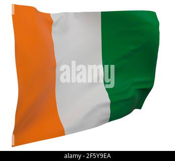 Côte d'ivoire - drapeau de la Côte d'Ivoire isolé. Bannière onduleuse. Drapeau national de Côte d'ivoire - Côte d'Ivoire Banque D'Images