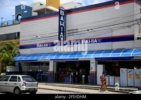 salvador, bahia, brésil - 21 janvier 2021 : façade d'un magasin de Casas Bahia dans le quartier d'Itapua dans la ville de Salvador. *** Légende locale *** Banque D'Images