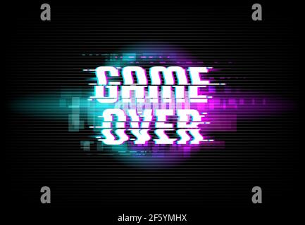 Jeu sur l'écran numérique bug arrière-plan. Défaite de jeu d'ordinateur, cyber-attaque d'Internet menaçant message ou jeu perdre la toile de fond conceptuelle avec Illustration de Vecteur