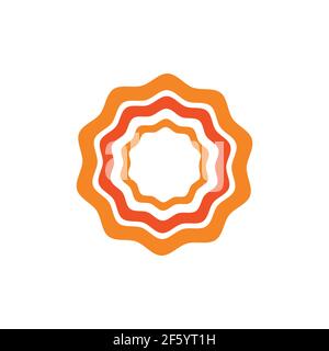 Timbre à bord ondulé Corcle et modèle d'icône d'autocollant décoratif avec emplacement pour votre texte. Élément de conception graphique Illustration de Vecteur