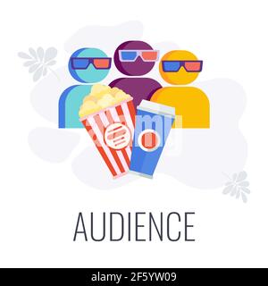 Icône de public de marketing vidéo. Spectateurs dans l'auditorium. Illustration de Vecteur