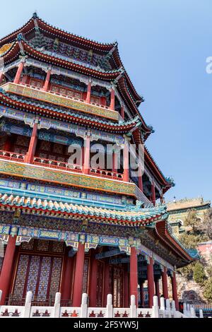 Site touristique Tour d'Encens bouddhiste au Palais d'été de Beijing, Chine en mars 2018. Banque D'Images