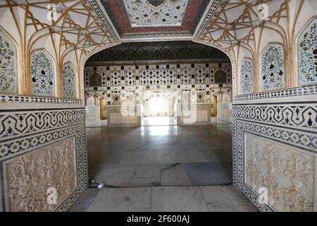 Le beau fort orange près de Jaipur, Inde. Banque D'Images