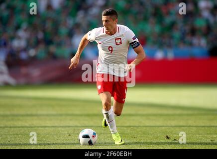 Photo du dossier datée du 12-06-2016 de Robert Lewandowski, en Pologne. Date de publication : lundi 29 mars 2021. Banque D'Images