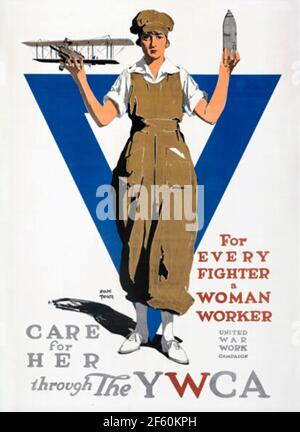 AFFICHE DE RECRUTEMENT YWCA AMÉRICAINE 1919 Banque D'Images