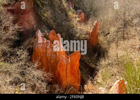 Vallée des Saints, formations rocheuses, Boudes, département du Puy de Dôme, Auvergne-Rhône-Alpes, France, Europe Banque D'Images