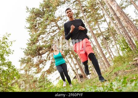 Les jeunes de la course de cross-country ou cross-country forment leur endurance dans la nature Banque D'Images