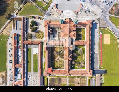 Vue de haut en bas de l'abbaye bénédictine à Einsiedeln in Canton de Schwyz en Suisse centrale Banque D'Images