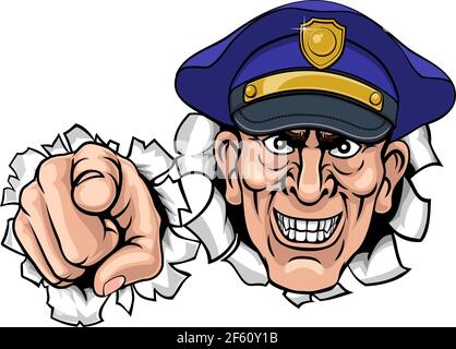 Dire policier Policier Ponting Cartoon Illustration de Vecteur