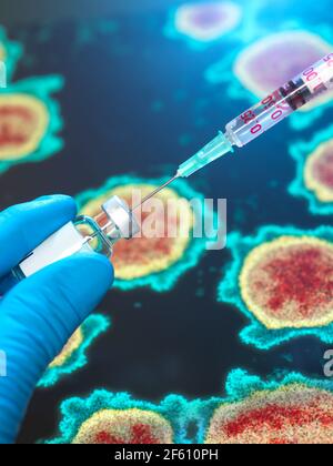 Recherche sur la pandémie, scientifique préparant un vaccin pour une pandémie comme Covid-19 Banque D'Images