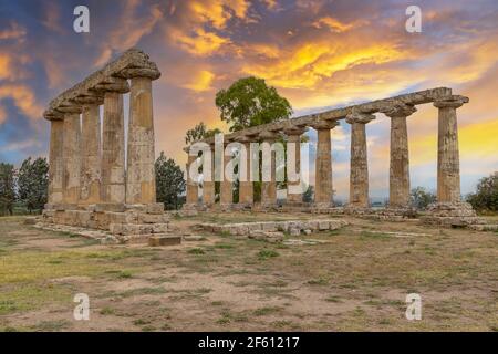 Temple de Hera du 6 siècle avant Jésus-Christ, site archéologique près de Bernalda, Italie Banque D'Images