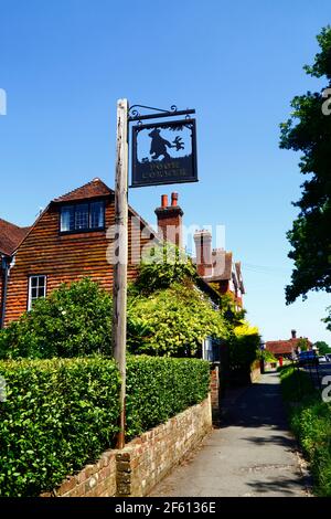 Panneau Pooh Corner à côté de la Maison à Pooh Corner, Hartfield, East Sussex, Angleterre Banque D'Images