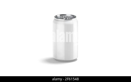Maquette de boîte de soda de 330 ml en aluminium blanc vierge, vue latérale Banque D'Images