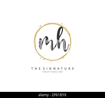 M H MH lettre initiale écriture manuscrite et logo de signature. Un concept d'écriture manuscrite logo initial avec élément de modèle. Illustration de Vecteur