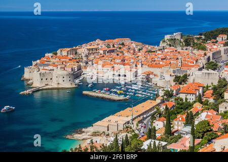 Vue aérienne de la vieille ville de Dubrovnik, Croatie Banque D'Images