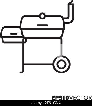 Icône de la ligne de barbecue fumeur. Symbole du barbecue et de l'équipement de cuisson. Illustration à vecteur plat fumeur. Illustration de Vecteur