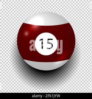 Boule de billard numéro 15. Couleur Bourgogne et blanc. Objet vent isolé sur fond transparent Illustration de Vecteur