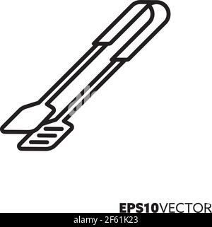 Icône de la ligne des pinces du gril. Symbole du barbecue et de l'équipement de cuisson. Illustration vectorielle plate de l'outil barbecue. Illustration de Vecteur