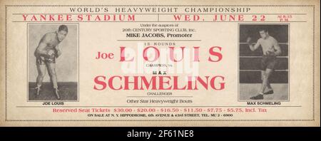 Championnat du monde de poids lourd, Louis contre Schmeling, 1938 Banque D'Images