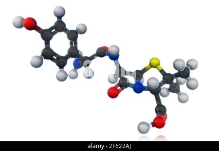 Modèle moléculaire de l'amoxicilline Banque D'Images