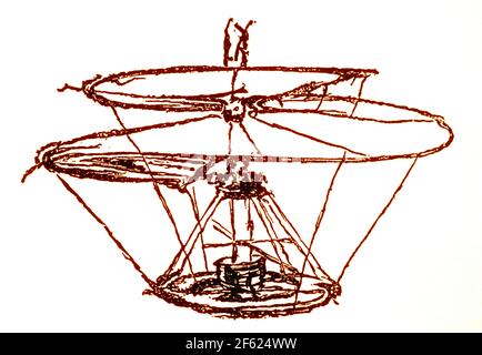 Vis à air hélicoïdal ou hélicoptère Leonardo Da Vinci Banque D'Images