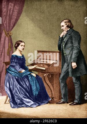 Clara et Robert Schumann, compositeurs allemands Banque D'Images