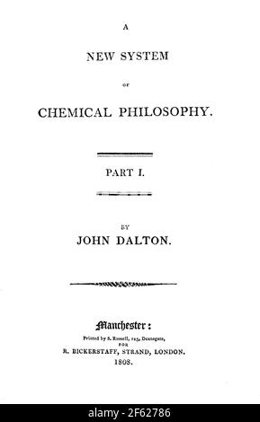 John Dalton, UN nouveau système de philosophie chimique, 1808 Banque D'Images