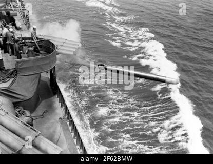 WWII, USS Dunlap tir Torpedo, 1942 Banque D'Images