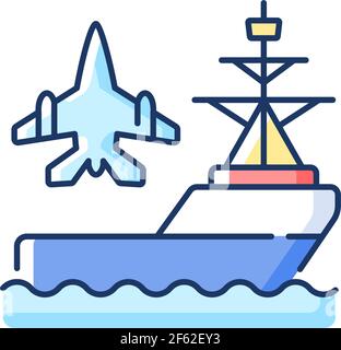 Icône de couleur RVB du porte-avions Illustration de Vecteur