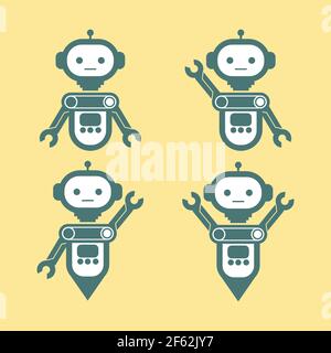 ensemble d'images vectorielles de robot en métal Illustration de Vecteur