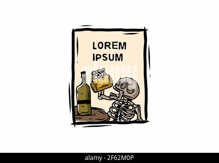 Dessin d'illustration représentant un squelette coloré Illustration de Vecteur