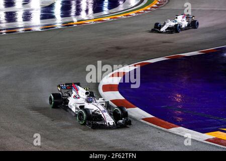 PROMENADE lance (CAN) Williams f1 Mercedes FW40, MASSA Felipe (BRA) Williams f1 Mercedes FW40, action pendant le Championnat du monde de Formule 1 2017, Grand Prix de Singapour du 14 au 17 septembre à Singapour - photo Florent Gooden / DPPI Banque D'Images