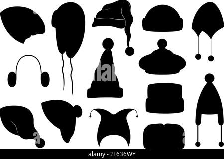 Collection de différents chapeaux d'hiver isolés sur blanc Illustration de Vecteur