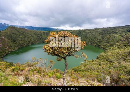 La lagune de guatavita, Sesquilé, Cundinamarca, Colombie Banque D'Images